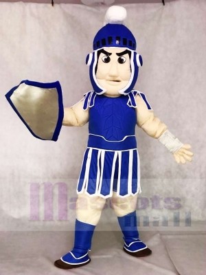 Dunkel Blau spartanisch Trojan Knight Sparty Maskottchen Kostüme mit Schild Menschen