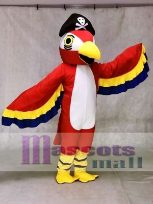 Roter Piraten Papagei mit Endstück Maskottchen kostümiert Vogel
