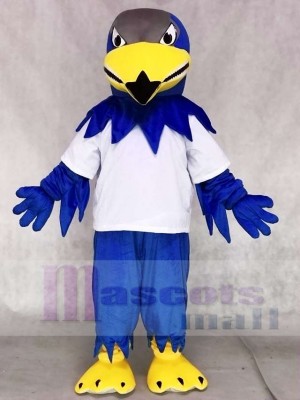 Weißes Sporthemd Blauer Falke Adler Maskottchen Kostüme Tier