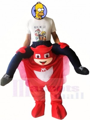 Piggyback Carry Me Ride auf PJ Masks Amaya Owlette Rote Mädchen Maskottchen Kostüme
