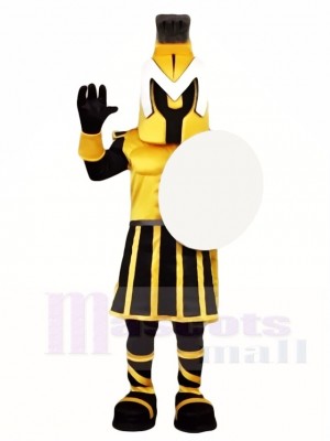 Schwarze und gelbe Spartan Knight Maskottchen Kostüme Menschen