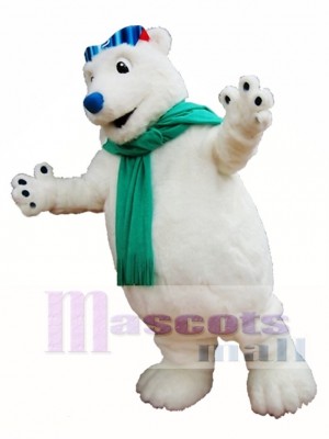 Polar Bär Maskottchen Kostüm Weißer Bär mit Schal Maskottchen Kostüme Tier
