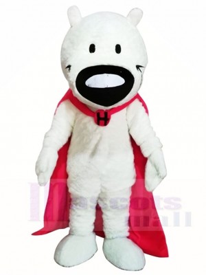 Weißer Hund mit rosa Mantel Maskottchen Kostümen Tier