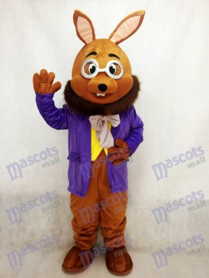 Ostern Mr. Brown Bunny mit lila Smoking Maskottchen Kostüm