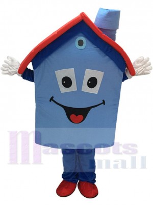 Blaues Gehäuse Haus Maskottchen Kostüm Immobilien