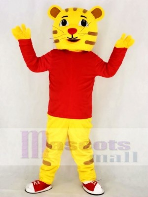 Süß Daniel Tiger im rot Maskottchen Kostüm Schule