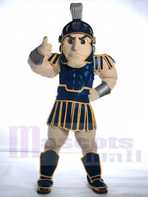 Blauer Spartan Trojan Knight Sparty mit Goldrand Maskottchen-Kostüm Personen