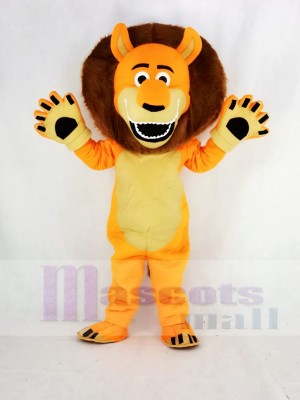 Komisch Orange Löwe Erwachsene Maskottchen Kostüm Schule