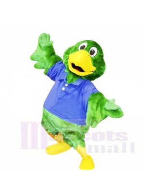 Grün Papagei mit Blau Hemd Maskottchen Kostüme Schule