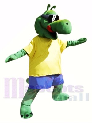 Cool Alligator mit Gelb T-Shirt Maskottchen Kostüme Tier