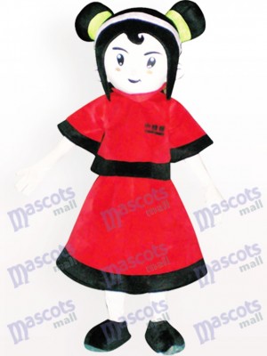 Rot gekleidetes Mädchen Karikatur erwachsenes Maskottchen Kostüm