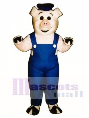 Niedlich Matrose Ferkel Schwein mit Overalls & Hut Maskottchen Kostüm Tier