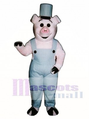 Arbeiter Ferkel Schwein mit Overalls & Hut Maskottchen Kostüm Tier 