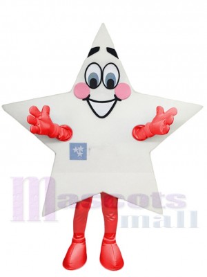 Smiley-weißer Stern Maskottchen-Kostüm Karikatur