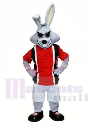 Sportliches graues Kaninchen Maskottchen Kostüm