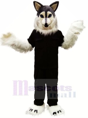 Grau Wolf Heiser Maskottchen Kostüme Karikatur