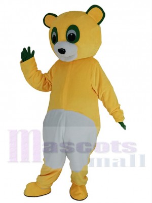 Gelber Bär Maskottchen Kostüm Tier mit grünen Augen