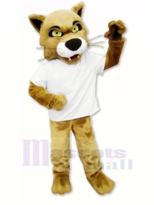 Braun Wilde Katze mit T-Shirt Maskottchen Kostüme Karikatur