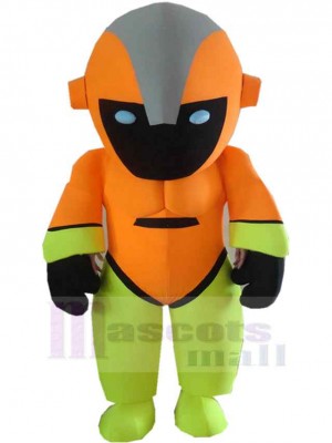 Grüner und orangefarbener Roboter Maskottchen-Kostüm Personen