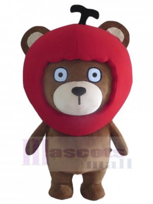Bär mit roter Apfelkopfbedeckung Maskottchen-Kostüm Für Erwachsene Maskottchen-Köpfe