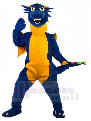 Blau und Orange Drachen Maskottchen-Kostüm Tier