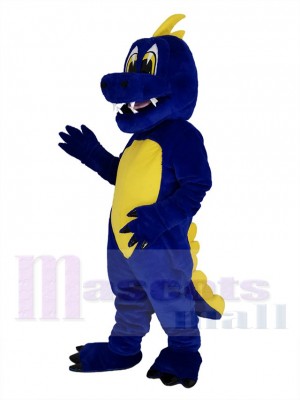 Dunkel Blau Dinosaurier mit Gelb Bauch Maskottchen Kostüm