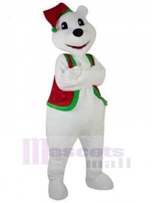 Lächelnder weißer Weihnachtsbär Maskottchen-Kostüm Tier