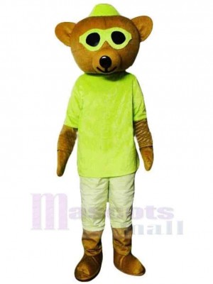 Cooler Bär im grünen T-Shirt Maskottchen-Kostüm Tier