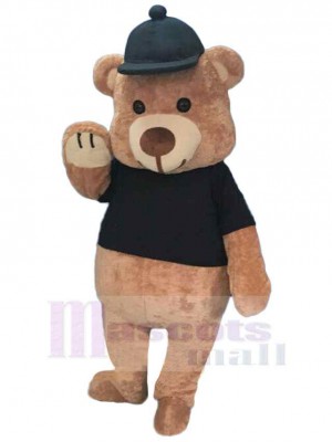 Netter Bär mit schwarzem Hut Maskottchen-Kostüm Tier