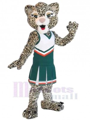 Leopardin im Rock Maskottchen-Kostüm Für Erwachsene Maskottchen-Köpfe