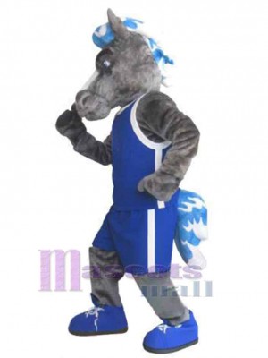 Mustang-Pferd in blauer Weste Maskottchen-Kostüm Tier