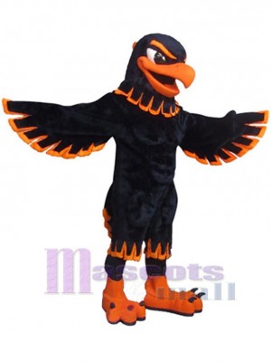 Schwarz und Orange Falke Maskottchenkostüm Tier