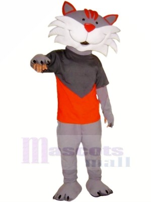 glücklich Grau Katze Maskottchen Kostüme Karikatur