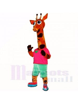 Sport Leicht Giraffe mit rot Hemd Maskottchen Kostüme Karikatur