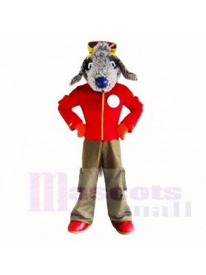 Grau Bedlington Hund mit rot Hemd Maskottchen Kostüme Schule