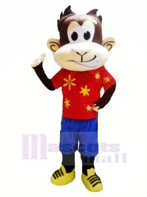 Lustig Affe mit rot T-Shirt Maskottchen Kostüme Billig