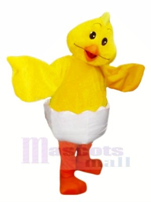 Lächelndes gelbes Ei-Hühnermaskottchen kostümiert Tier