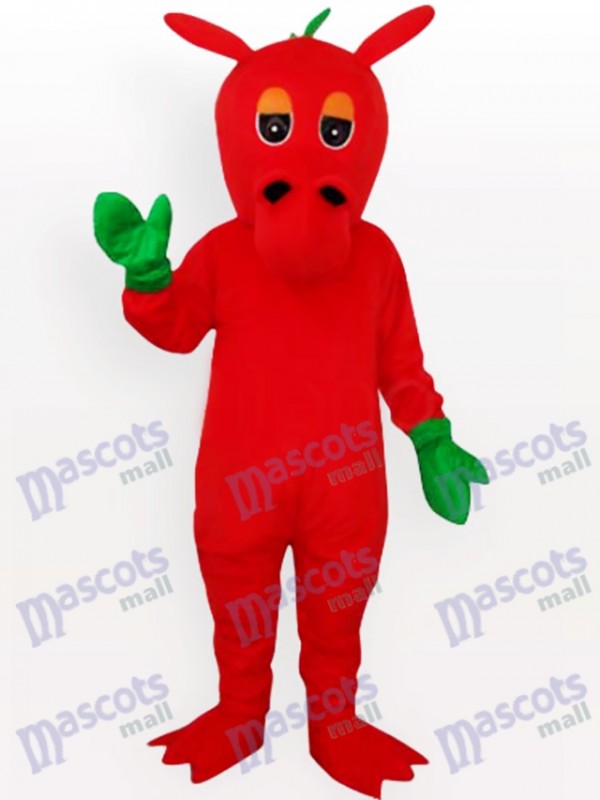 Roter Drache mit grünem Mitts Maskottchen Kostüm für Erwachsene