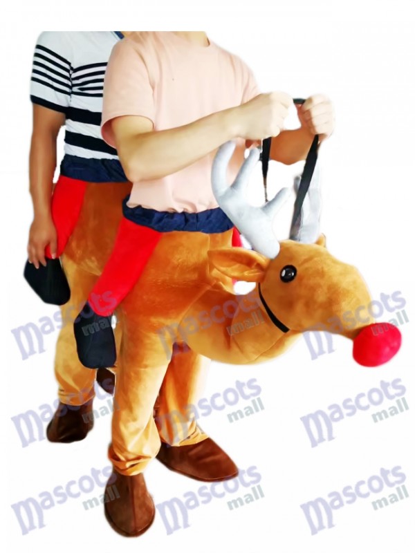 Carry Me Ride Rote Nase Rudolph Piggyback Rentier Maskottchen Kostüm